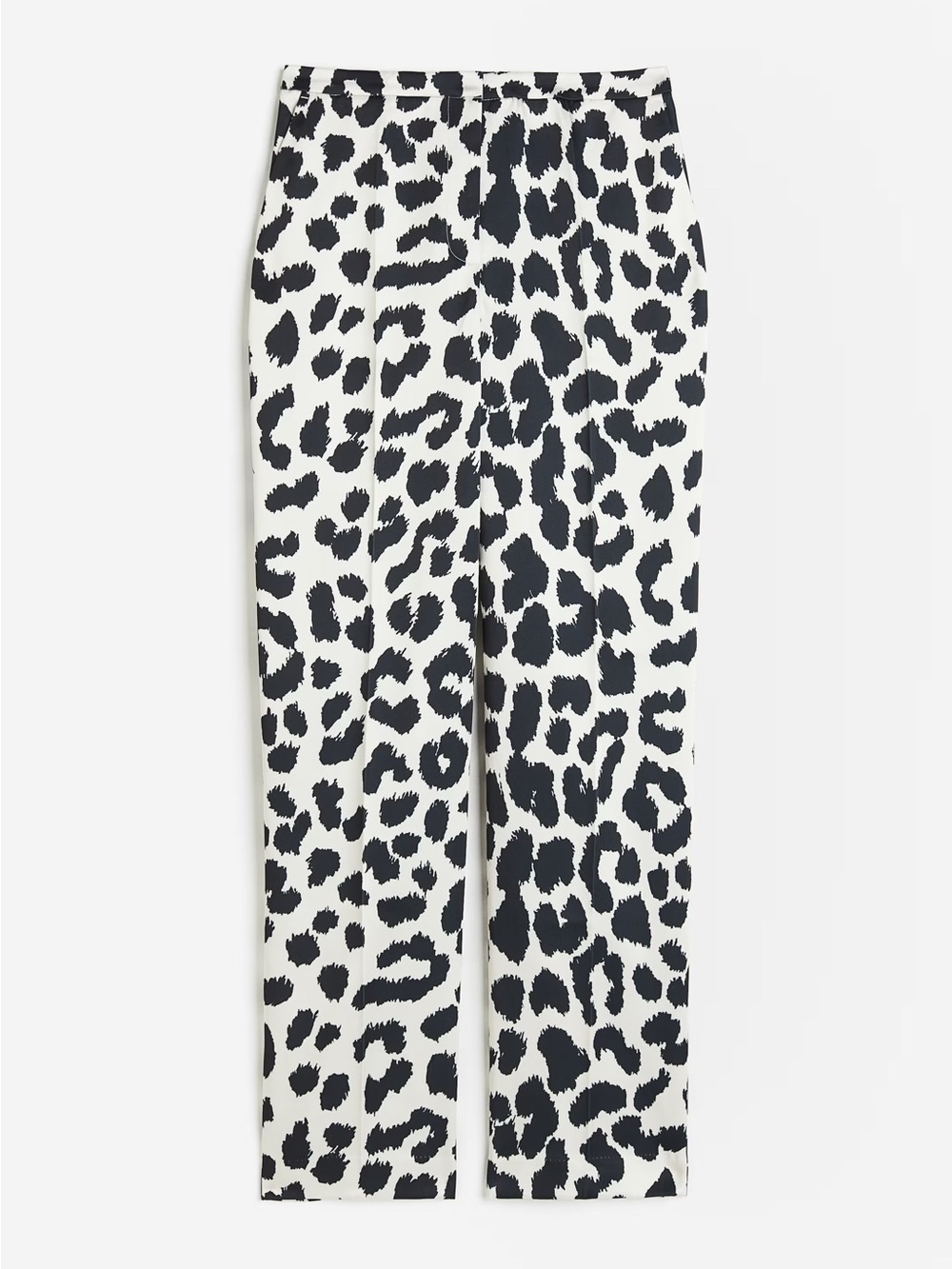 H&M Black and White Leopard Print Straight-Leg Pants